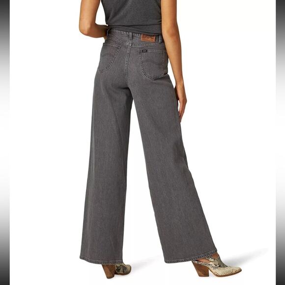 NWT Lee Women's High Rise Wide Leg Slouch Jean Charcoal Size 27 - Picture 6 of 10